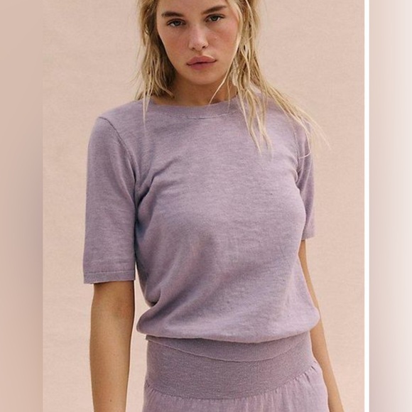 NEW Free People Lavender Isabella Skirt Top Set Cotton Linen Sz XS - Picture 3 of 4